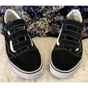 Vans Old Skool V Black/White Suede/Canvas, Tie Free, On/Off Style, Inserts, 13